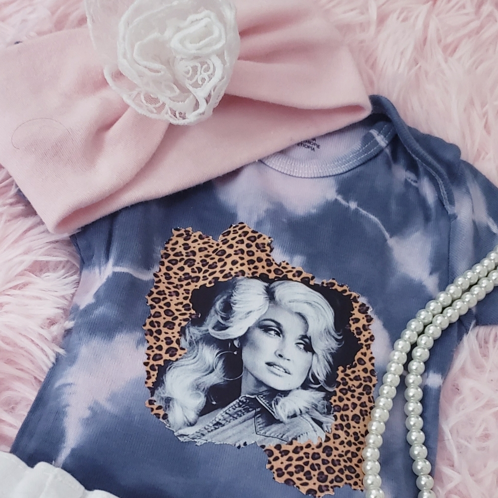 Dolly Parton Baby Girl Tie Dye Onesie